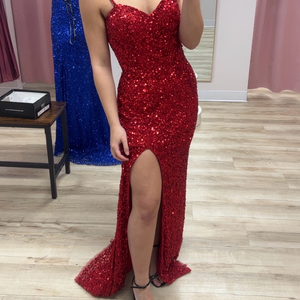 Red Sequin Prom Dress